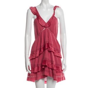 Etoile Isabel Marant Ruffled Sleeveless Tiered Mini Dress - Pink